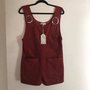 Honey Belle suede short overalls